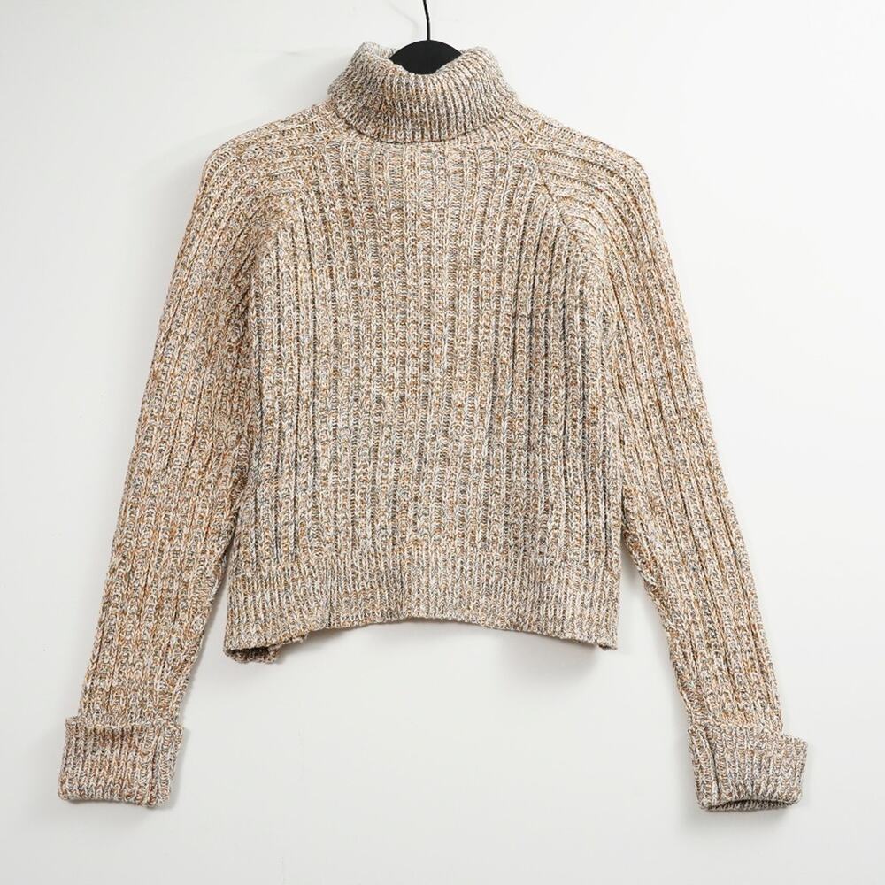NWT Sadie & Sage Women Sweaters cropped turtle neck oatmeal M